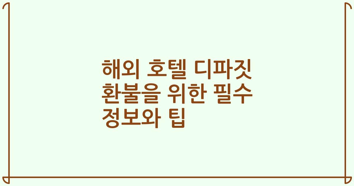 해외 호텔 디파짓 환불을 위한 필수 정보와 팁