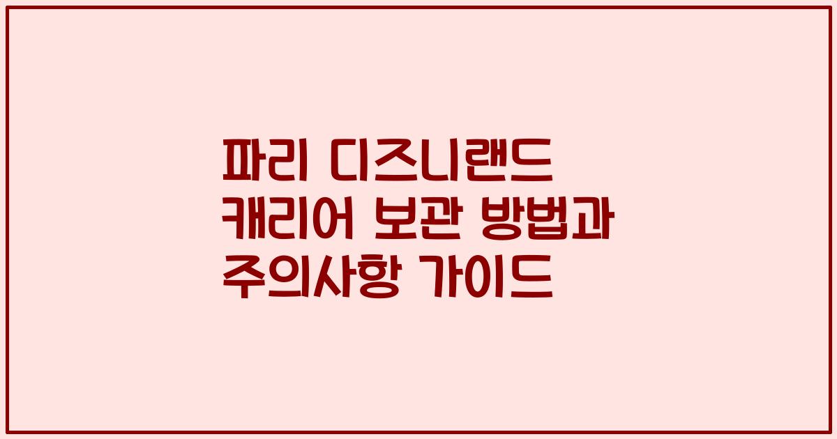 파리 디즈니랜드 캐리어 보관 방법과 주의사항 가이드