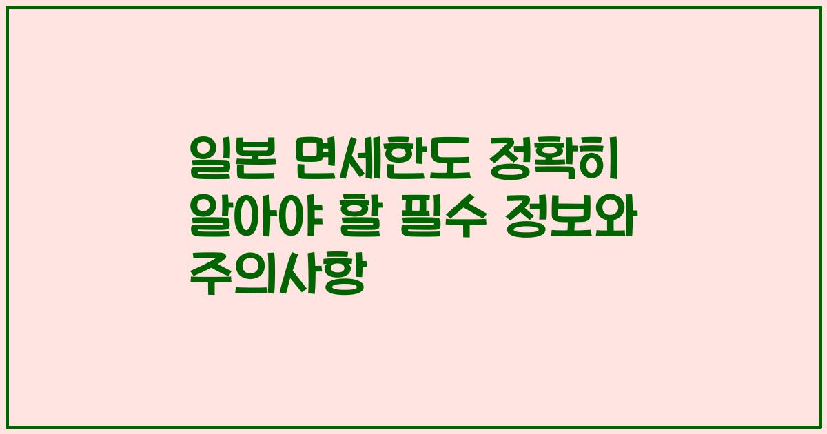 일본 면세한도 정확히 알아야 할 필수 정보와 주의사항